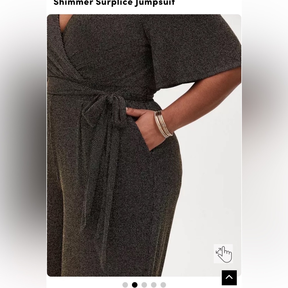 NWT Torrid Black Gold Shimmer Jumpsuit 1X Surplice Wide Leg Evening Formal - Picture 3 of 5